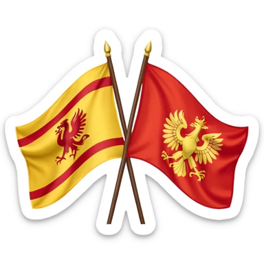 combine half the macedonian flag with half the polish flag so there is an even amount of each in the one flag. keep the colours of the flags the same do not merge them. just cut half of each and put them together, the polish flag is this 🇵🇱 and macedonian is this 🇲🇰 sticker
