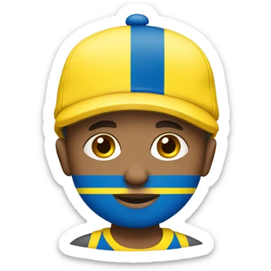 boy wearing a cap with a ukraine flag on it sticker