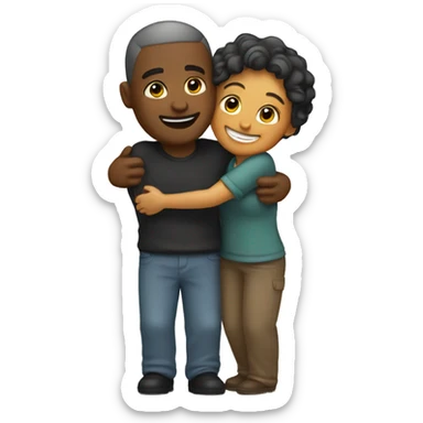 couple hug with warm smiles sticker