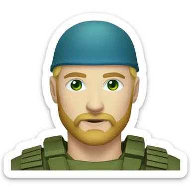 ukrainian military blonde man with a beard with green eyes with blue viking paint on the face  sticker
