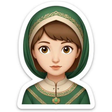 20-year-old Chechen girl with short brown hair in classic Chechen outfit sticker