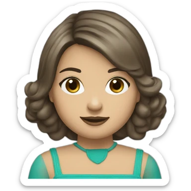 Girl-medium-hair-brunette-and-car-fiat-500-turquesa sticker