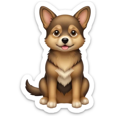 dog sitting against white background, sable colored dog in the middle sticker