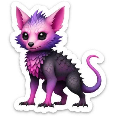 Cool Edgy Black-pink-purple-gradient badass Trico-animal-creature full body sticker