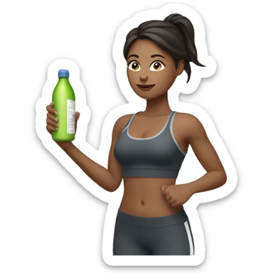 create a woman in gym clothes holding a bottle in her hand sticker
