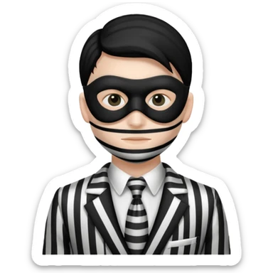thief with black and white suit with stripes sticker