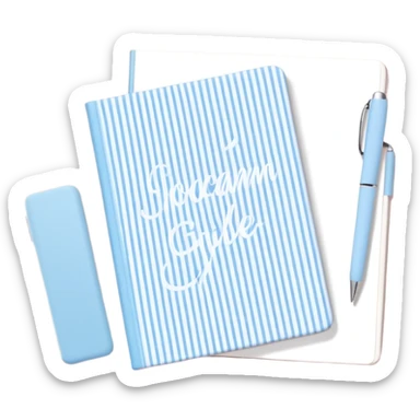 Cute  journal cover, pastel blue gingham pattern
Handwritten feminine typography, soft aesthetic, cozy girl vibe
Clean product mockup, minimal shadows, lifestyle stationery style sticker