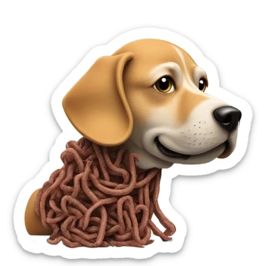 Dog that is made out of worms, giving advice to an anamorphic refrigerator  sticker