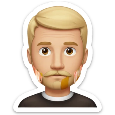 short blond hair clean cut mustache and beard 5ft 9 140lbs titian sticker