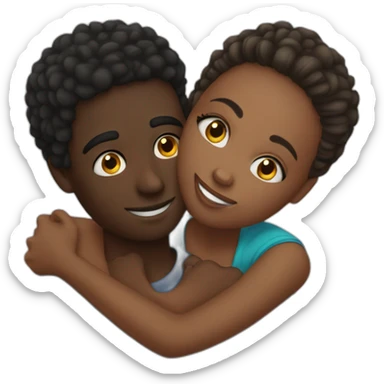 African 28 year old boy hugging a European 25 year old girl sticker