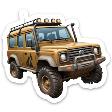 An icon showing an off-road vehicle driving through muddy terrain, inspired by Expeditions: A MudRunner Game. The design features splashing mud, rugged tracks, and dynamic movement, symbolizing the challenge of navigating tough landscapes. Transparent background sticker