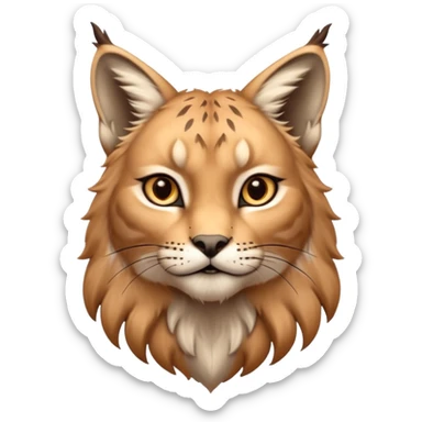 A high-resolution photo-realistic digital illustration of a majestic young lynx, chest upward  sticker