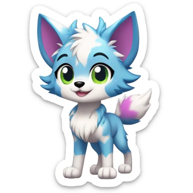 Anthro Colorful Shiny Fionbri-Falvie-sparkle-wolf-sona with spot markings full body sticker