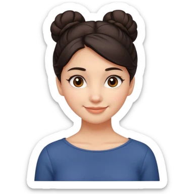 Cute smiling brown-eyed designer girl with her dark hair gathered in a careless bun sticker