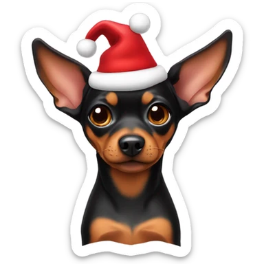 Miniature pinscher with Santa outfit on sticker
