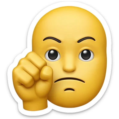 make just the simple yellow emoji with a fist infront of him and a strait face sticker