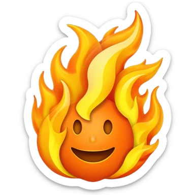 el simbolo de fuego como dibujito animado que tenga en la mano un telefono sticker
