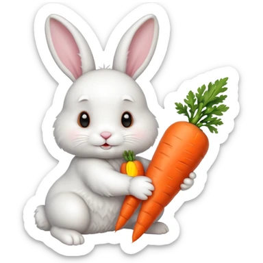 cute white bunny with a carrot sticker