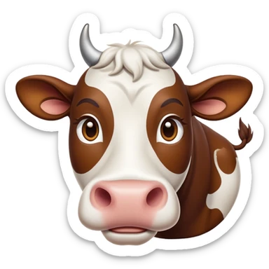 cinematic-noble-brown-and-white-cow-portrait-emoji,-poised-and-regal,-with-a-large,-sturdy-build-and-a-beautifully-patterned-hide-of-rich-brown-accented-by-crisp-white-patches,-deep-set-soulful-brown-eyes,-simplified-yet-sharp-and-sophisticated sticker