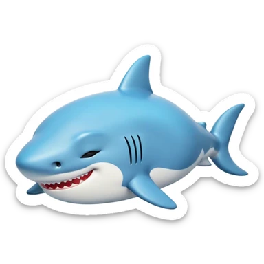 Meme-Worthy Cute Sleeping Shark Portrait Emoji, Head resting peacefully with a contented smile, showcasing a powerful, sleek build and a luxuriously soft streamlined body, eyes shut in a serene, restful drift, Simplified yet hilariously adorable features, highly detailed, glowing with a soft, drowsy light, high shine, relaxed and utterly lovable, stylized with an air of playful laziness, bright and heartwarming, soft glowing outline, capturing the essence of a comically sleepy shark, so meme‐worthy it feels like it could instantly become the next viral sensation of adorable oceanic slumber! sticker