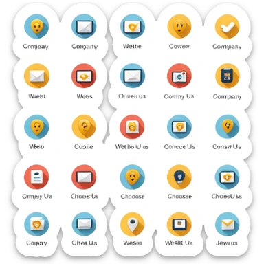 company overview, about us, contact us, we serve, why choose us sticker