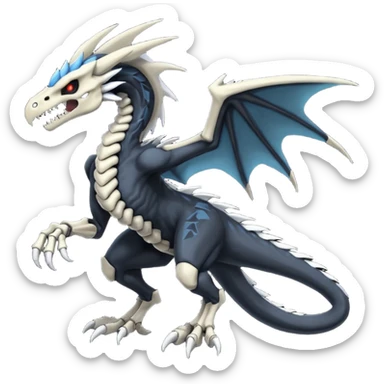 Edgy Cool Badass Evil Skeletal Salandit-Zekrom-Silvally-Nargacuga-fusion (full body) sticker