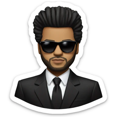 the weeknd in black sunglasses wearing black man suit sticker