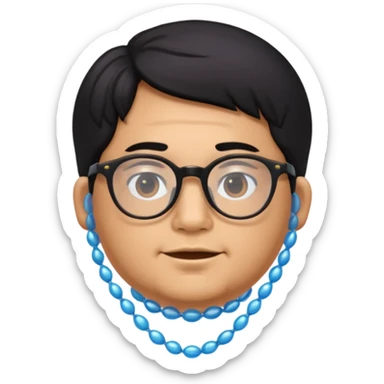 make a guy from portugal that has glasses and has a good jawline and a little cheeky cheeks and black hair that spreads like sauce and make him glossy and shiny sticker