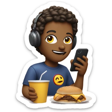 persona sedentaria comiendo macdonald viendo netflix y el telefono sticker