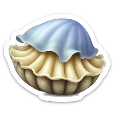 Clam with ruffles coming out of the opening sticker
