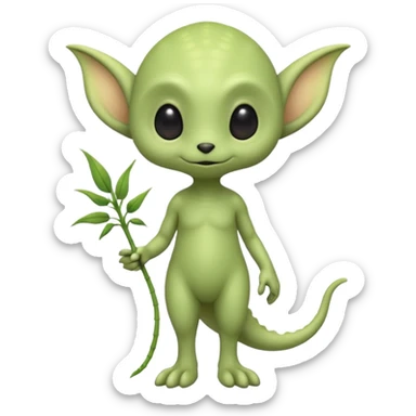full body ...cute peacefull alien furry with 2 legs ....stands upright and looks intelligent ...wears clothing. not green..looks happy and cuddly... doesnt have eyes on face, there is a stalk coming from top of head with a single large eye sticker