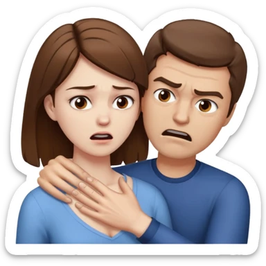 Un homme possessif avec des cheveux marrons qui essaye d’attraper le cou de sa femme sticker