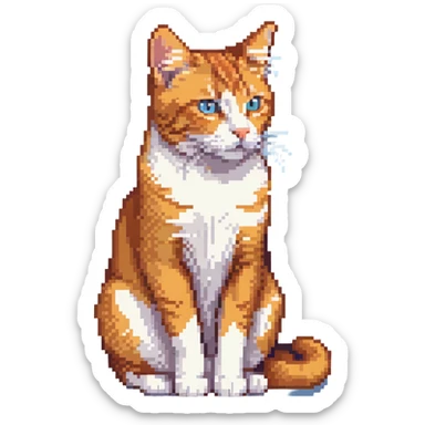 orange tabby cat sitting position, showing full body sticker