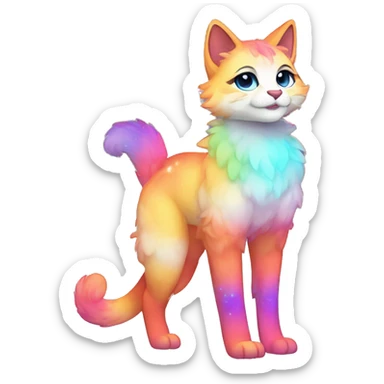 Colorful gradient-Sparkle-feline-nebula-fursona anthropomorphic furry full body sticker