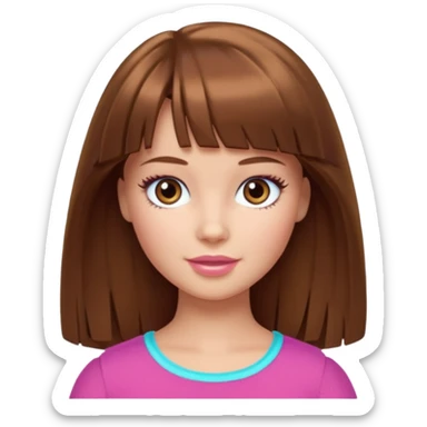 barbie merliah summers with girl with brown hair and brown fringe and light brown eyes  sticker