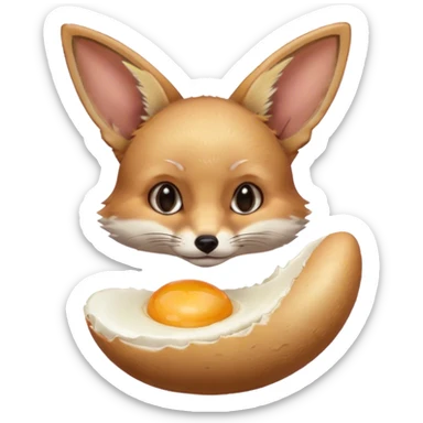 fennec holding an uncooked egg sticker