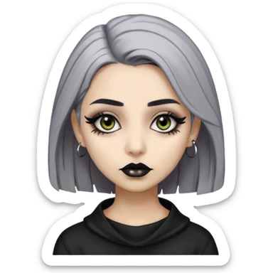  Beige olive skin  grey hair black lips goth girl sticker