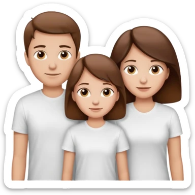 boy with brown hair in white T-shirt,with mom, dad and twin sisters sticker
