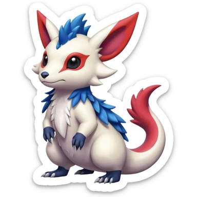 Scaly furry cute colorful exotic realistic painted smooth glossy Zangoose-Salandit-Minccino-Absol-fusion sticker
