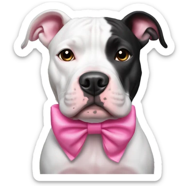 Black and White Pitbull with Pink Bow on Head sticker