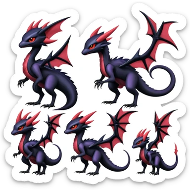 Shiny Epic Badass Edgy Dark Gothic Noibat-Salandit-Salazzle-Noivern-Nargacuga-Litten-Hybrid sticker