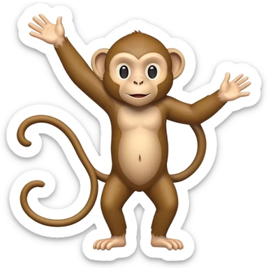 make an emoji on which a monkey stands tall and stretches his right arm into the distance in front of him sticker