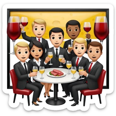corporate executives enjoying wine Party at SPAM meat cafe parid LANDSCAPE  sticker