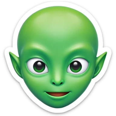 portrait of An alien emoji with a green-colored head and half body. sticker
