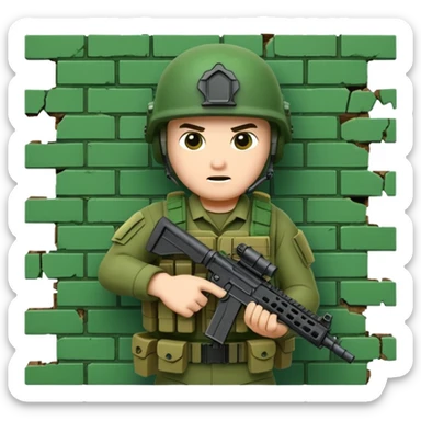 Special tactical operator bursting through a green brick wall  sticker