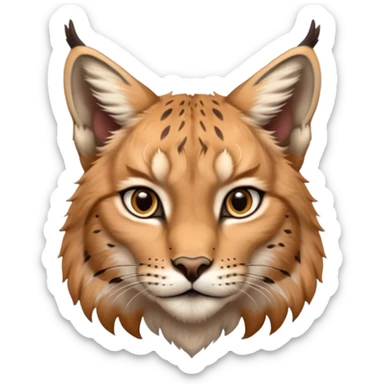 A high-resolution photo-realistic digital illustration of a baby lynx, chest upward A high-resolution, photo-realistic digital illustration of a majestic young Eurasian lynx, shown from the shoulder upwards with lynx markings, zoomed out sticker