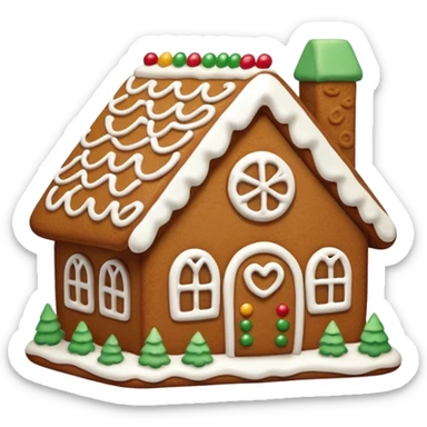 gingerbread house cookie with white icing sticker