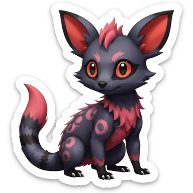 Rare exotic cute epic aesthetic gothic Salandit-Eevee-Civet-species-Fakemon-hybrid-creature, with markings, full body sticker
