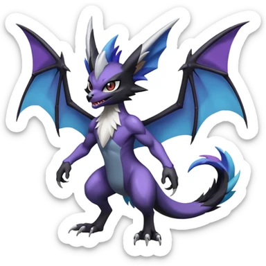Noibat-Noivern-Mightyena-Silvally-Fakémon-hybrid-creature (full body)  sticker