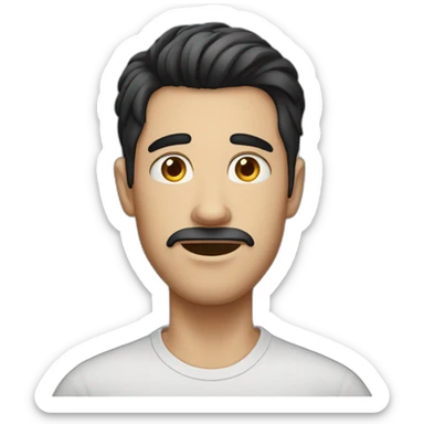 Dark-haired guy with a dizzy head sticker